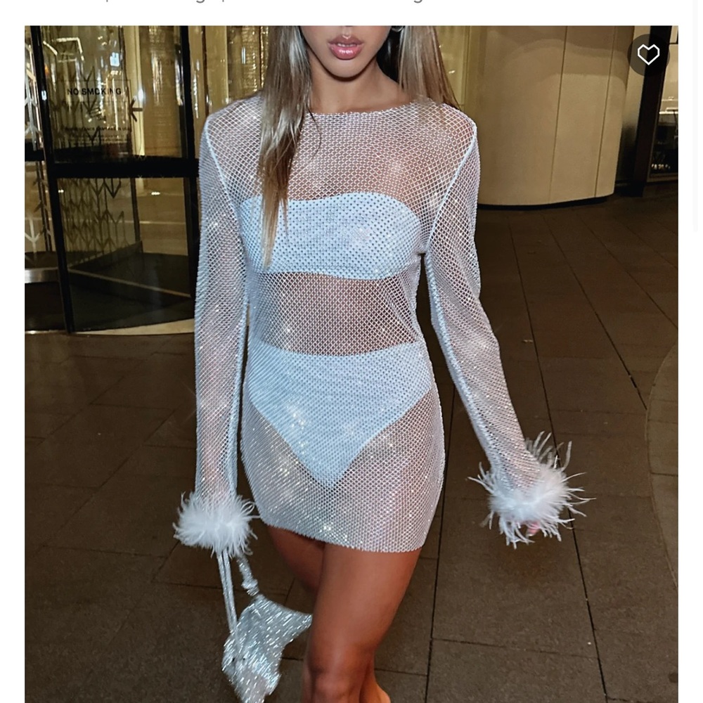 Long sleeve white mini dress